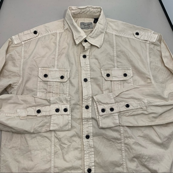 Angelo Litrico Shirt Adult Size Large Beige Button Front Long Sleeve Men - Picture 3 of 7